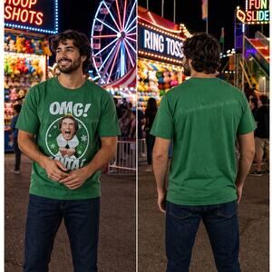 Elf OMG Santa Christmas Graphic T-Shirt Men's XL Green Movie Tee